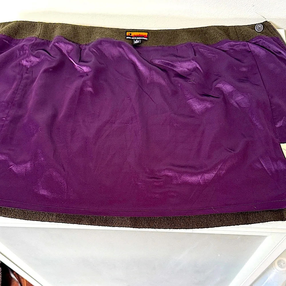 Dark Green Wool Zippered Mini Skirt Sz- 4